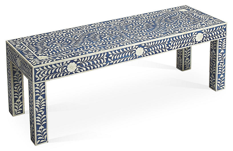 Joselyn Bench, Blue/White | One Kings Lane