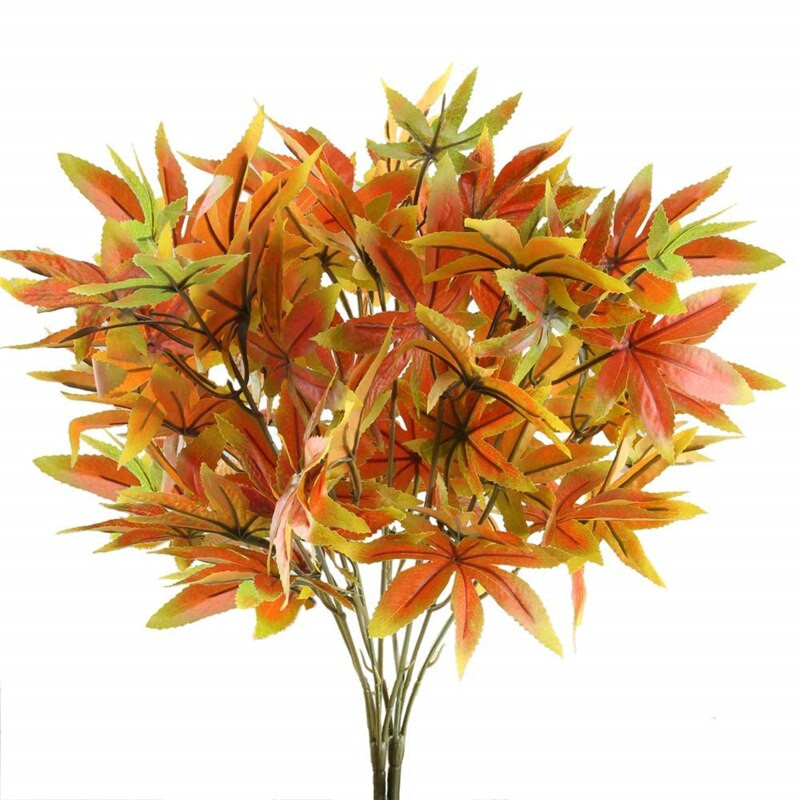 2 Pcs Artificial Maple Leaves Branches 14.8in Fake Fall Leaves Stems Plants Outdoor Greenery for ... | Walmart (US)