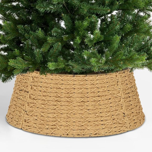 Christmas Tree Collar, 23.5’’ Hand-Woven Paper Grass Christmas Tree Collar Basket Base Cover ... | Walmart (US)
