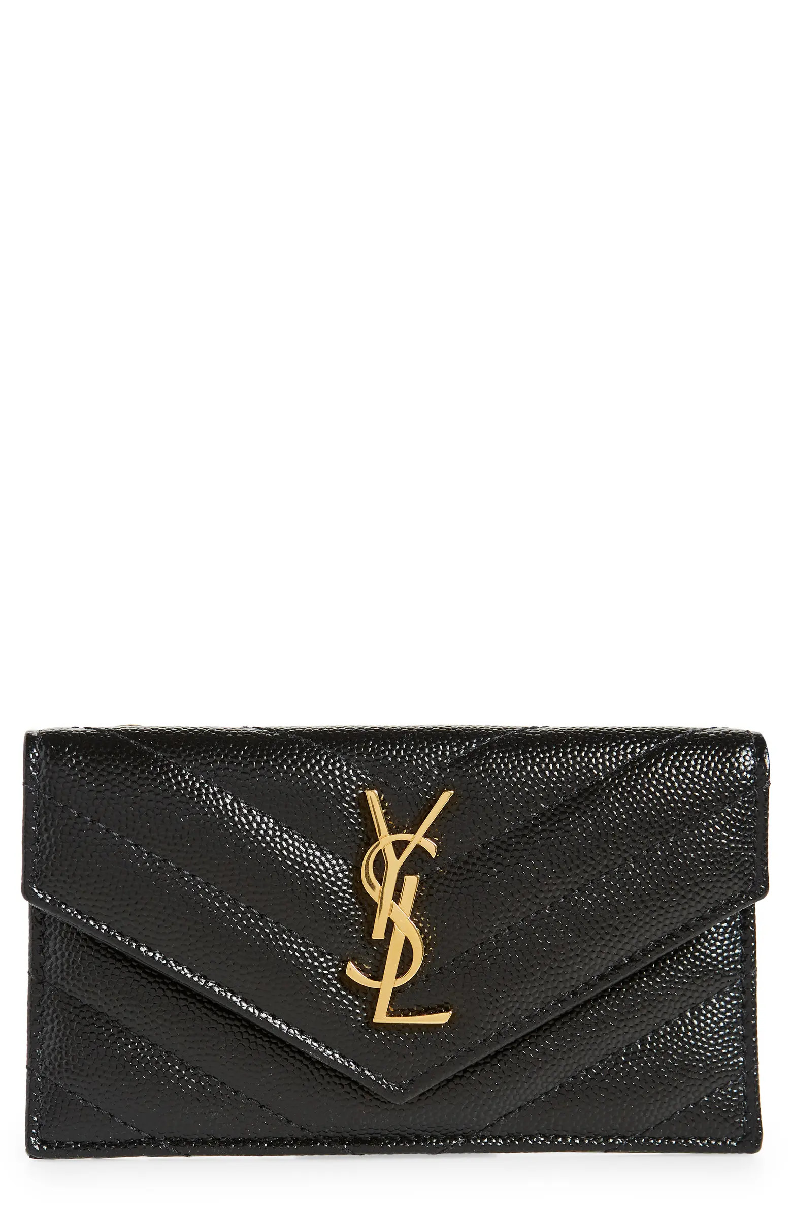 Saint Laurent Zip & Flap Matelassé Card Case | Nordstrom | Nordstrom