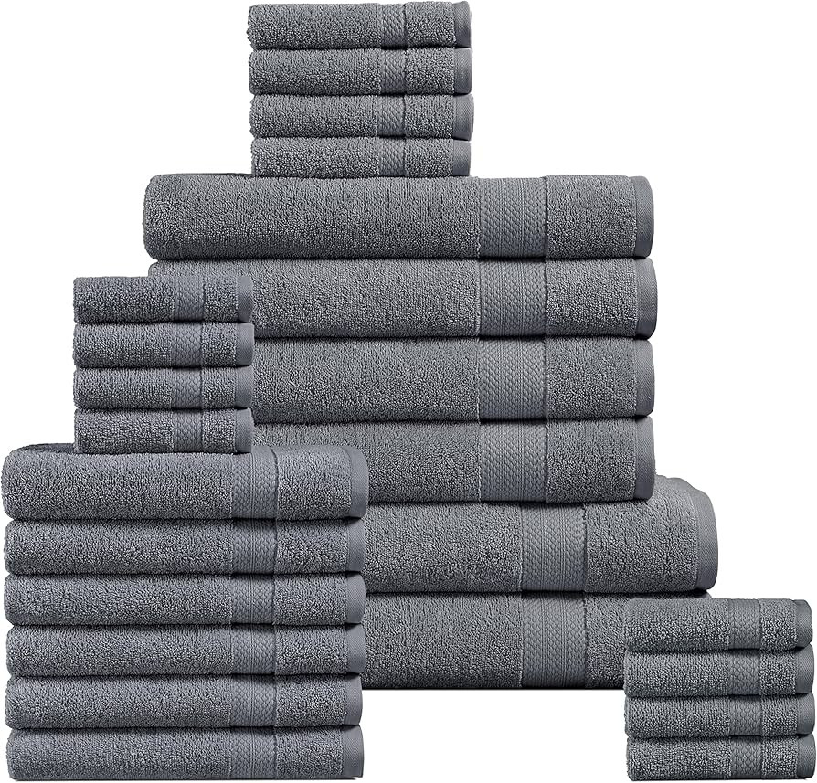 Amazon.com: LANE LINEN 24 Pc Towels for Bathroom - 100% Cotton, Oversized Bath Towels, Quick Dry ... | Amazon (US)