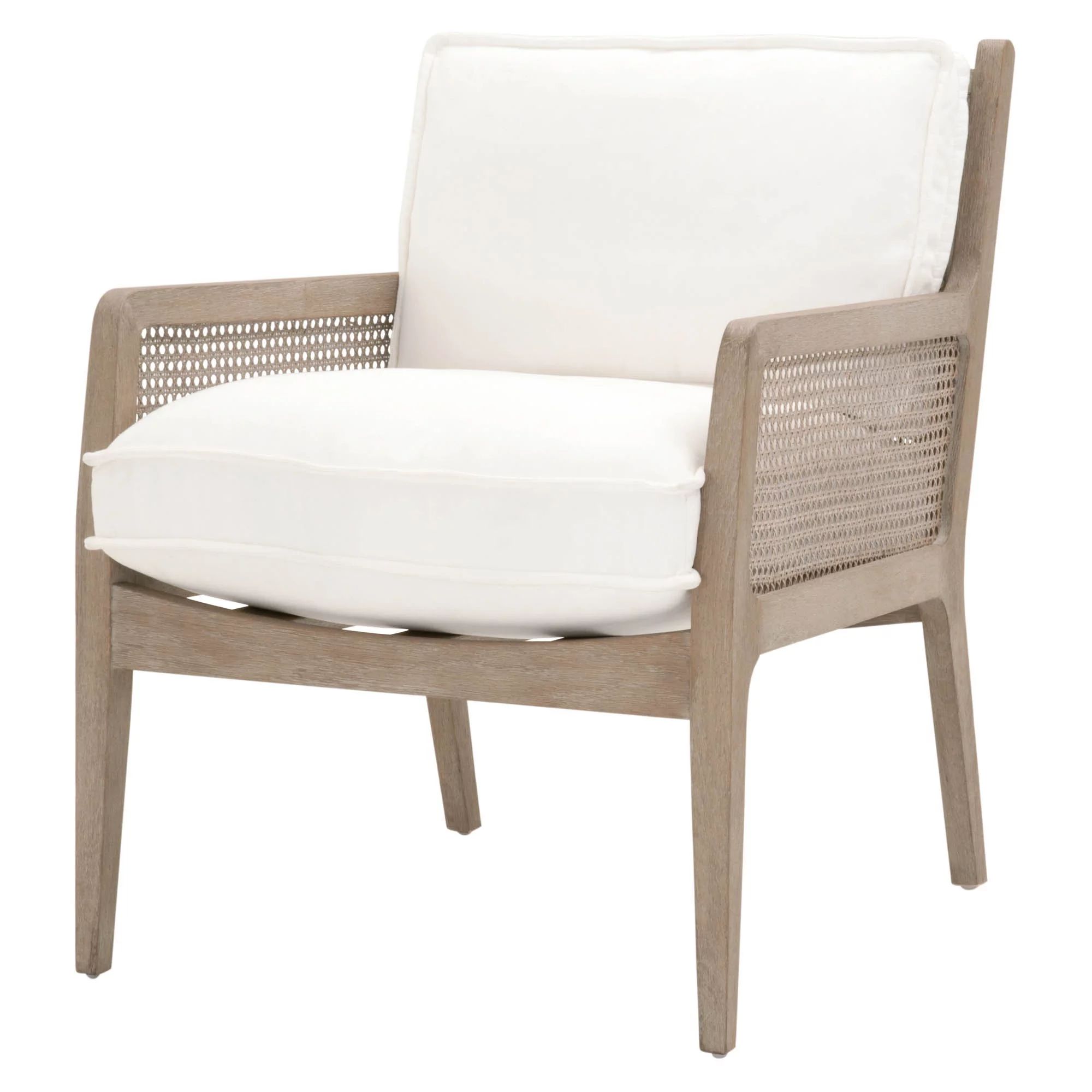 Cane Design Wooden Frame Club Chair with Padded Seating, White and Brown - Walmart.com | Walmart (US)
