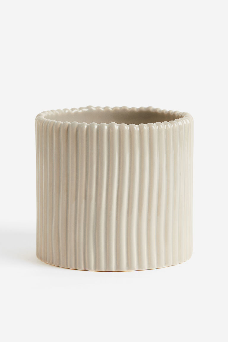 H & M - Stoneware plant pot - Beige | H&M (UK, MY, IN, SG, PH, TW, HK)