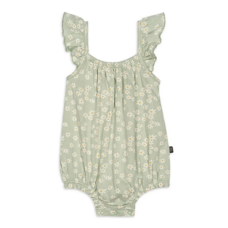Modern Moments By Gerber Baby Girl Cotton Romper with Ruffle Straps, Sizes 0/3 Months - 24 Months | Walmart (US)
