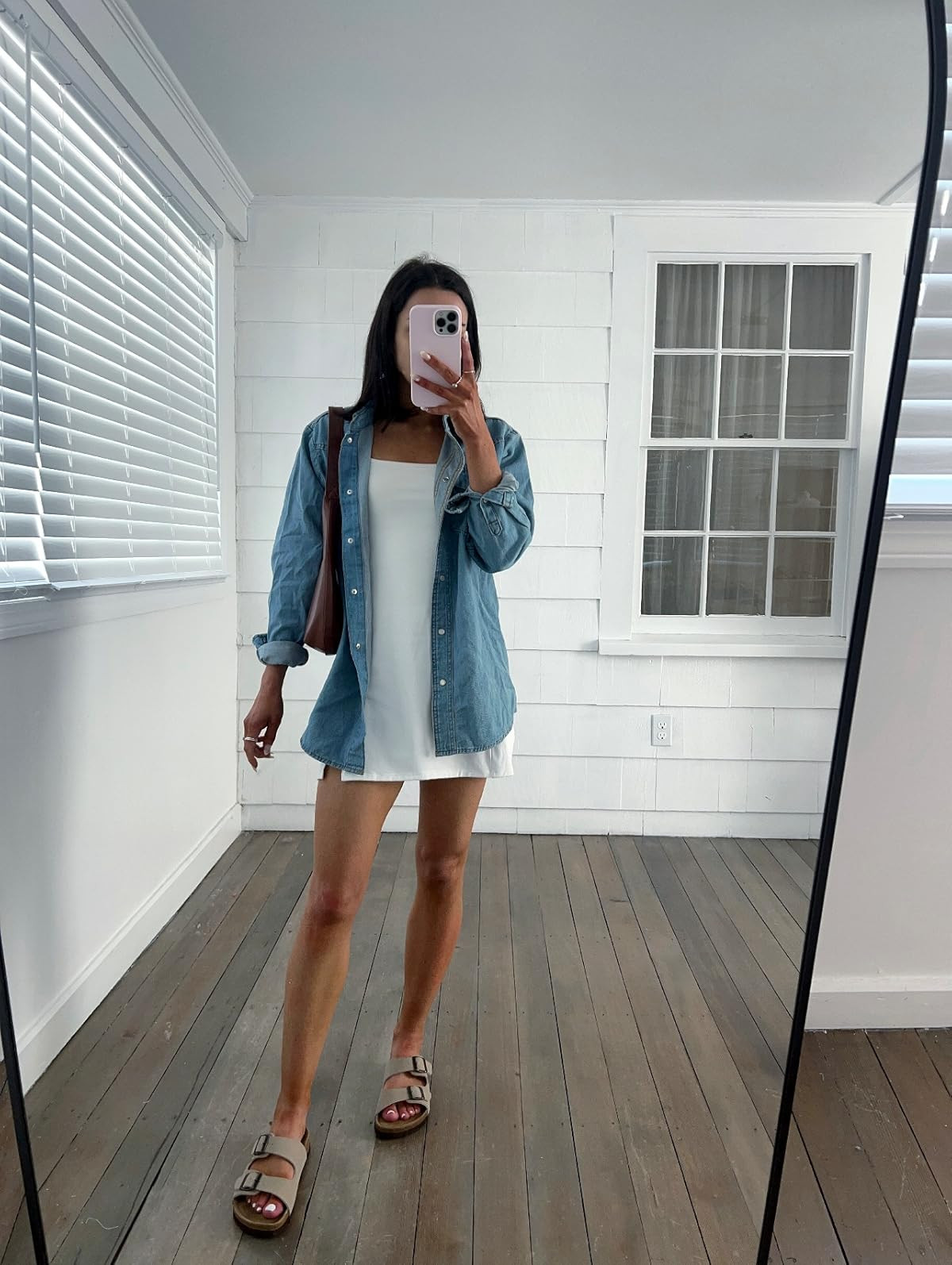 Summer outfit- dress in S, sandals true to size, button down in XS. Denim shirt/active dress/sandals/shoulder bag 

 

#LTKSeasonal #LTKPetite #LTKFindsUnder50