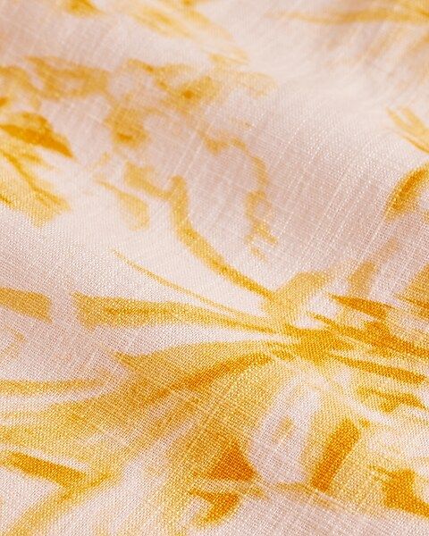 Printed Flutter Sleeve Tie Front Midi Linen-blend Dress | Express
