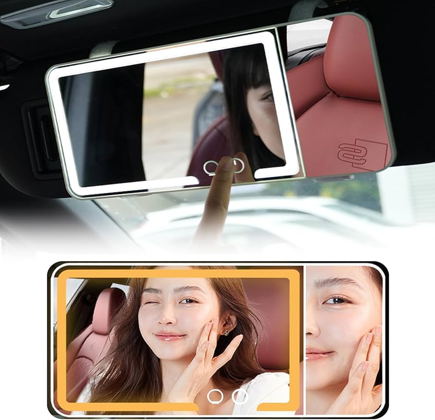 Car Sun Visor Vanity Mirror with Lights\uff0c2025 new Rechargeable Led Makeup Mirror with 3 Light... | Amazon (US)
