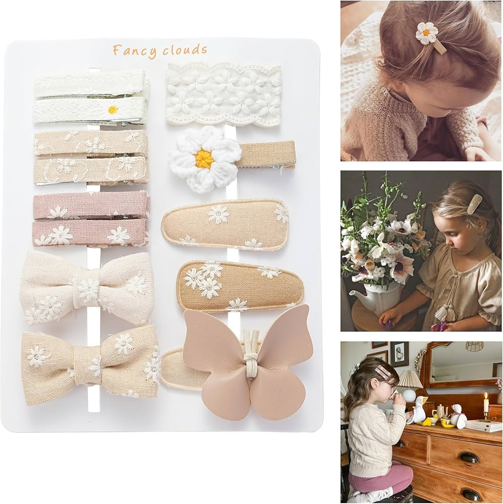 13 Pcs Hair Clips for Girls with Bows Butterfly Flower,2" Fully Lined Alligator Clips and Barrett... | Amazon (US)