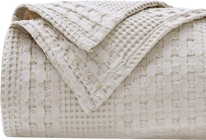 PHF 100% Cotton Waffle Weave Blanket Queen Size - Luxury Decorative Soft Breathable Skin-Friendly... | Amazon (US)