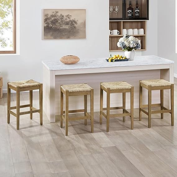 DUHOME 26-Inch Backless Seagrass Counter Stools Set of 4,Handwoven with Natural Fibers&Solid Natu... | Amazon (US)