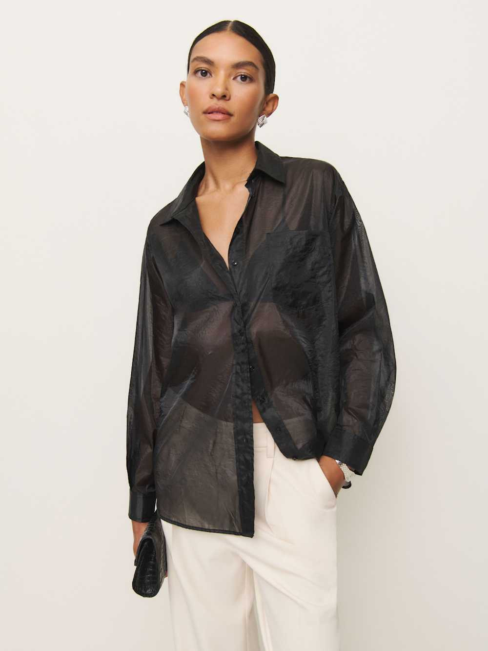 Eli Oversized Sheer Shirt | Reformation (Global)