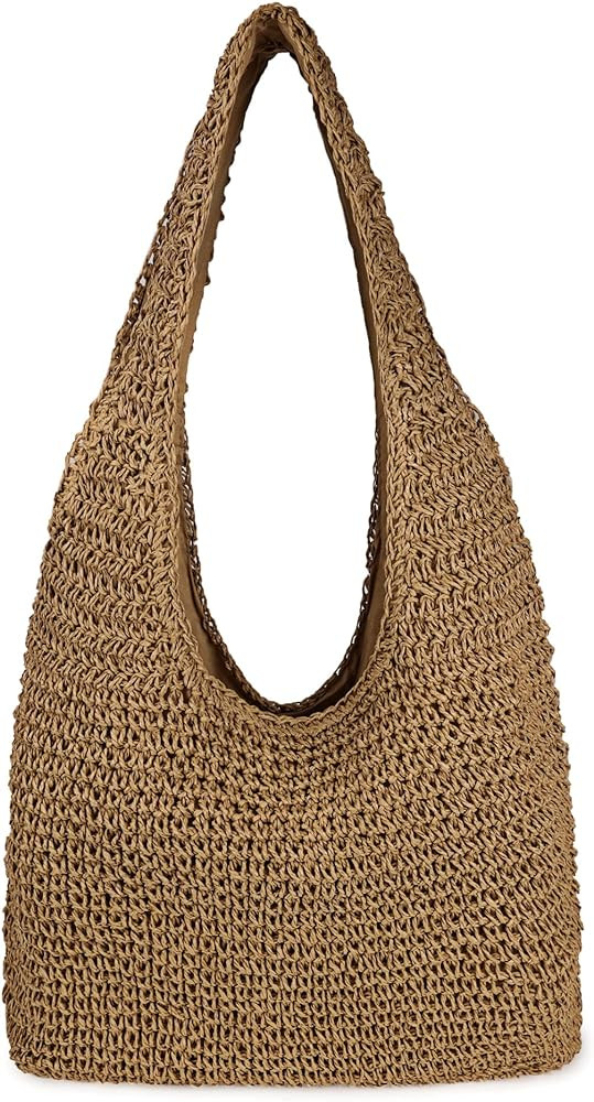 Women Large Straw Beach Bag Handmade Woven Shoulder Bags Hobo Tote Handbag Purse for Summer | Amazon (US)