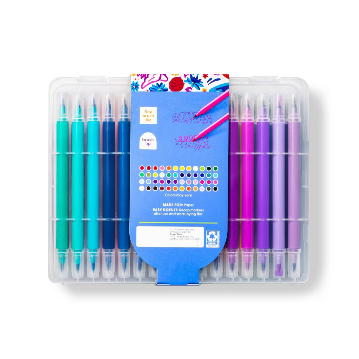 48ct Dual-Tip Brush Marker Set in Plastic Case - Mondo Llama™ | Target