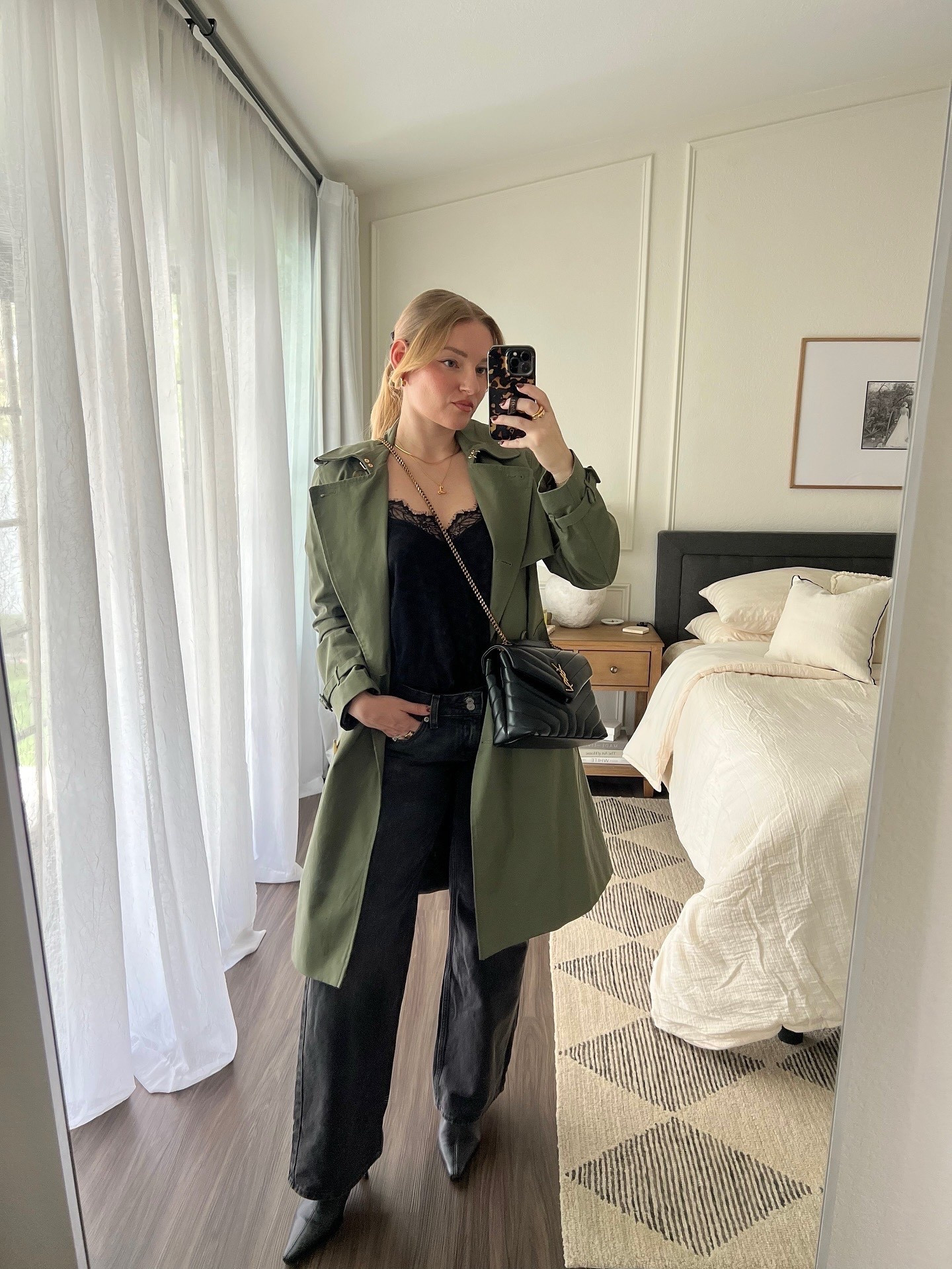 Khaki green trench coat 
