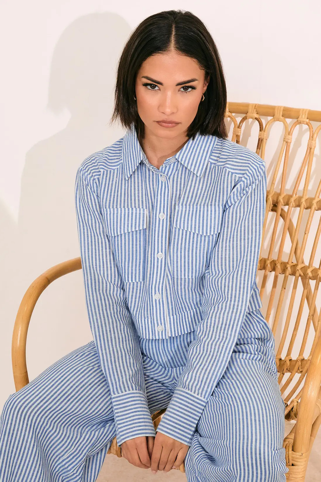 Green PixieGirl Petite Linen Stripe Shirt | Dorothy Perkins | Dorothy Perkins (UK)