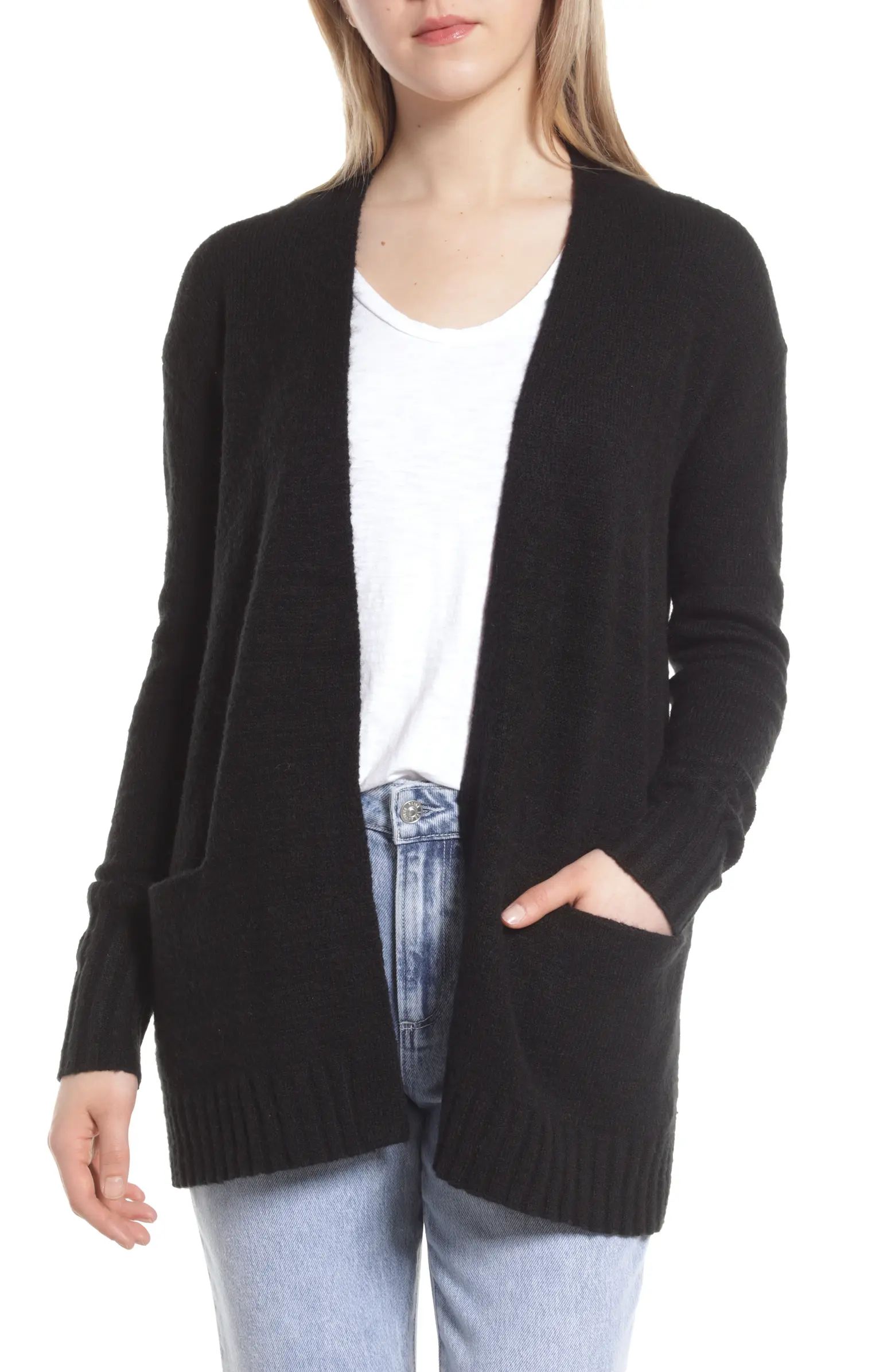 Collarless Open Front Long Cardigan | Nordstrom