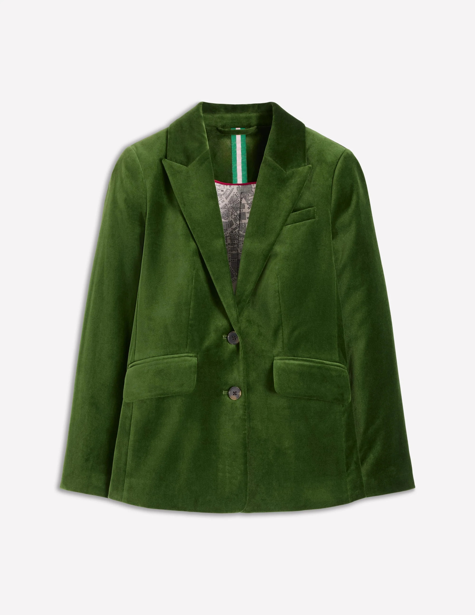 Stamford Velvet Blazer-Green Fir | Boden UK