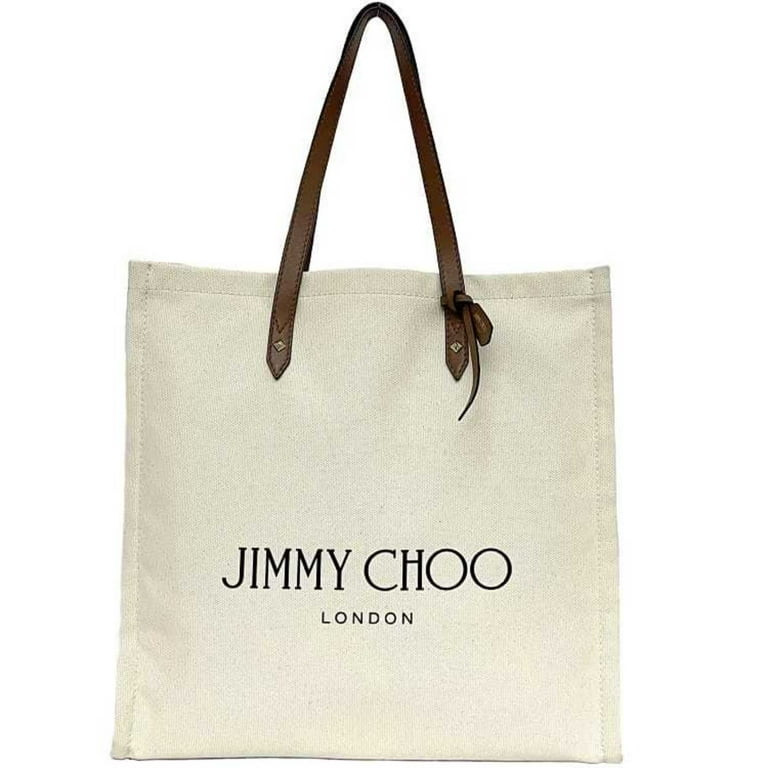 Pre-Owned Jimmy Choo Tote Bag Natural White Brown ec-19954 Canvas Leather JIMMY CHOO A4 Unisex | Walmart (US)