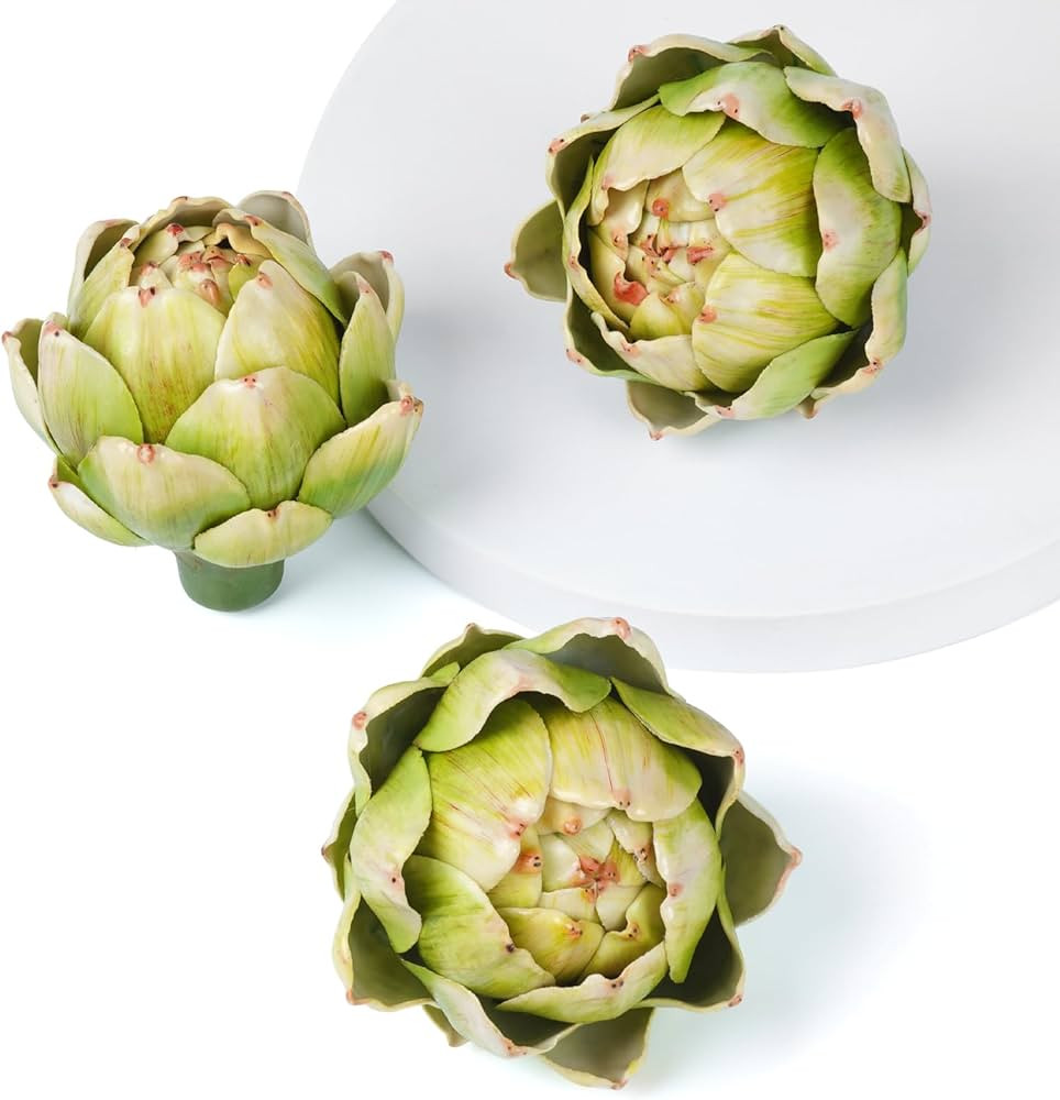 Notakia 3Pcs Green Large Faux Artichokes for Decoration Bowl Fillers Fake Fruit Artificial Artich... | Amazon (US)