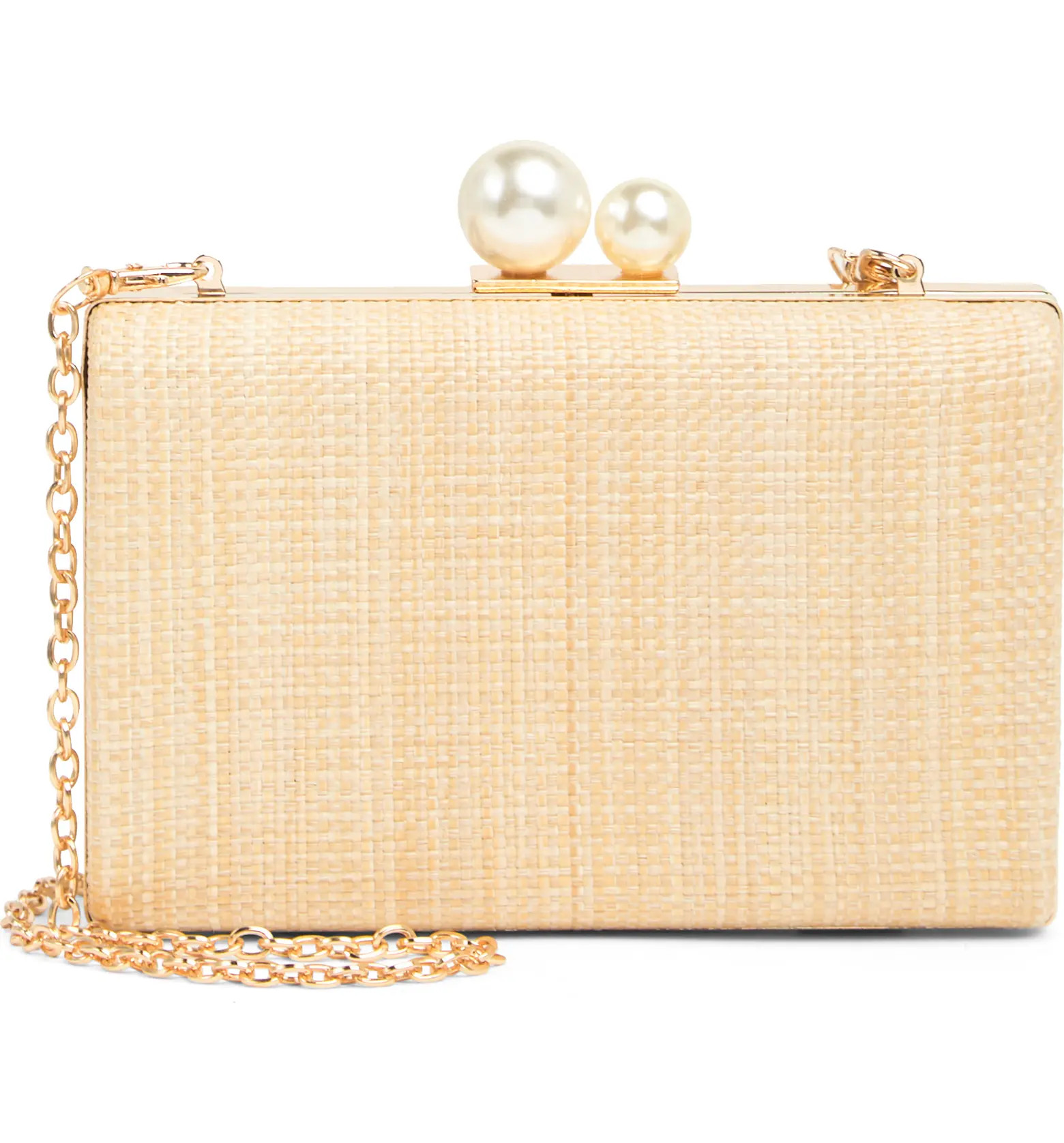 URBAN EXPRESSIONS HANDBAGS Raffia Clutch with Imitation Pearl Kiss Lock | Nordstromrack | Nordstrom Rack