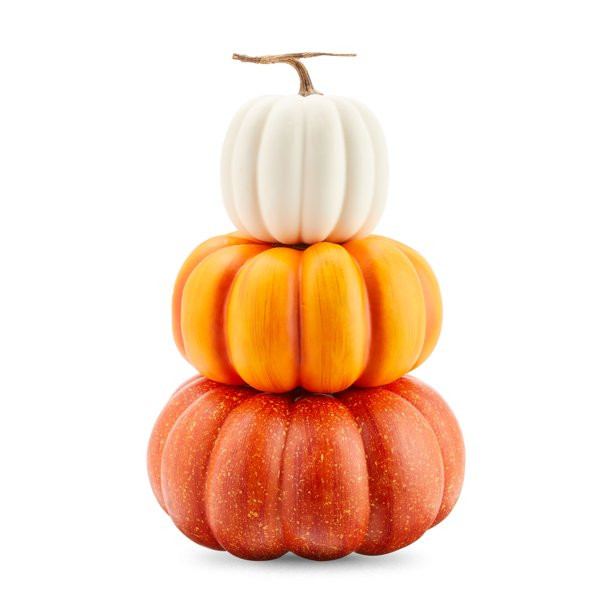 Way to Celebrate Harvest 22.5" Height Traditional Orange Stack Pumpkin Decoration | Walmart (US)