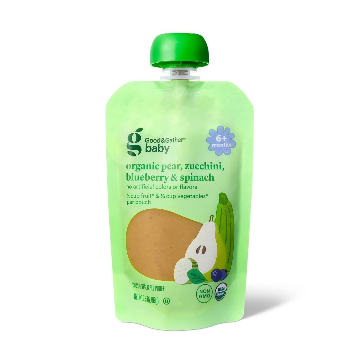 Organic Pear Zucchini Blueberry Spinach Baby Food Pouch - 3.5oz - Good & Gather™ | Target