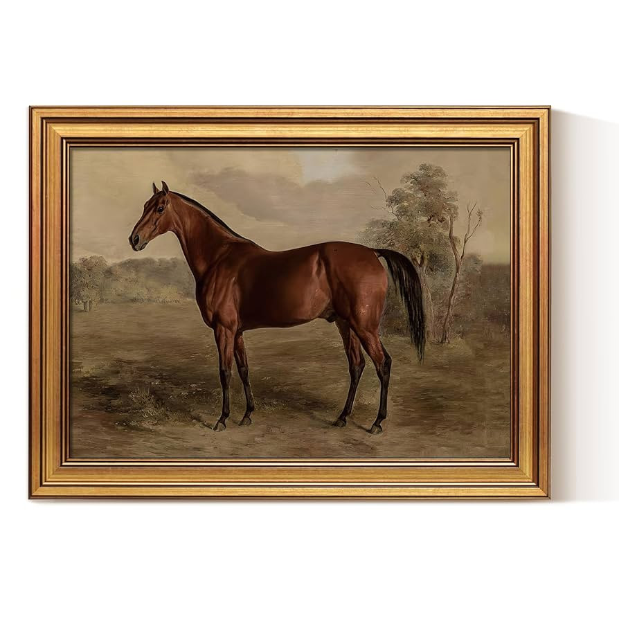 VIYYIEA Gold Framed Canvas Art Prints,12x16Inch, Country Horse Art Painting, Vintage Retro Decor ... | Amazon (US)