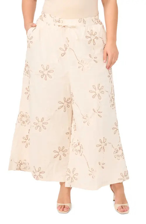Vince Camuto Elastic Waist Wide Leg Crop Pants in New Ivory at Nordstrom, Size 3 X | Nordstrom