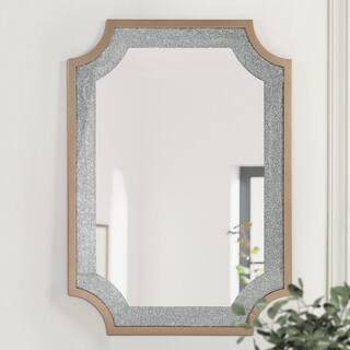 33.9 in. W x 47 in. H Gold Luxury Wall Mirror with Inset Corner Faux Crushed Diamond Frame Decorative Glam Mirror | The Home Depot
