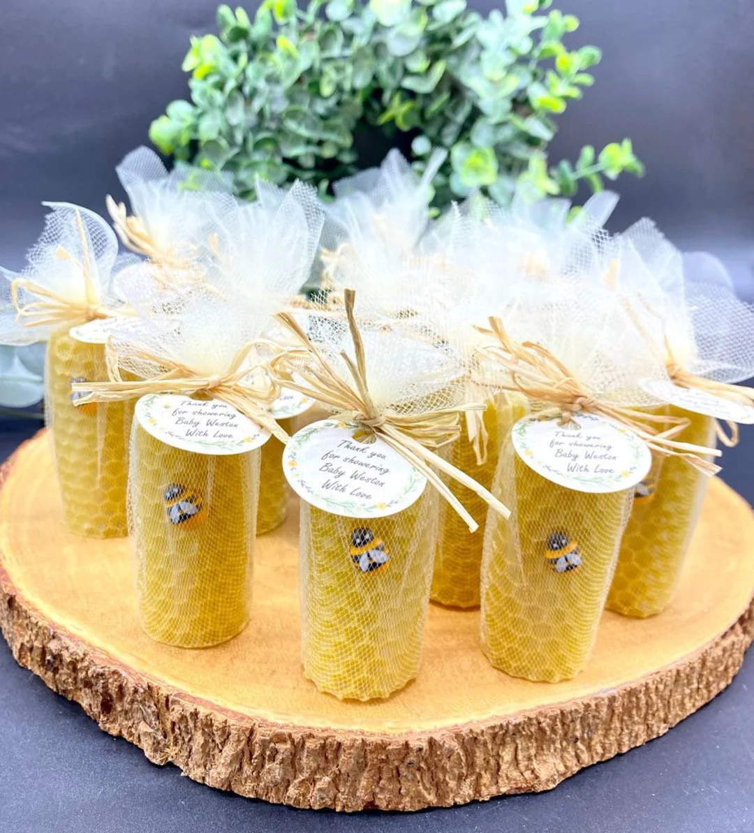 HONEY Bee Candle Favors, Baby & Bridal Shower Gift, Handmade 100% Beeswax Candle,first Bee Day Pa... | Etsy (US)