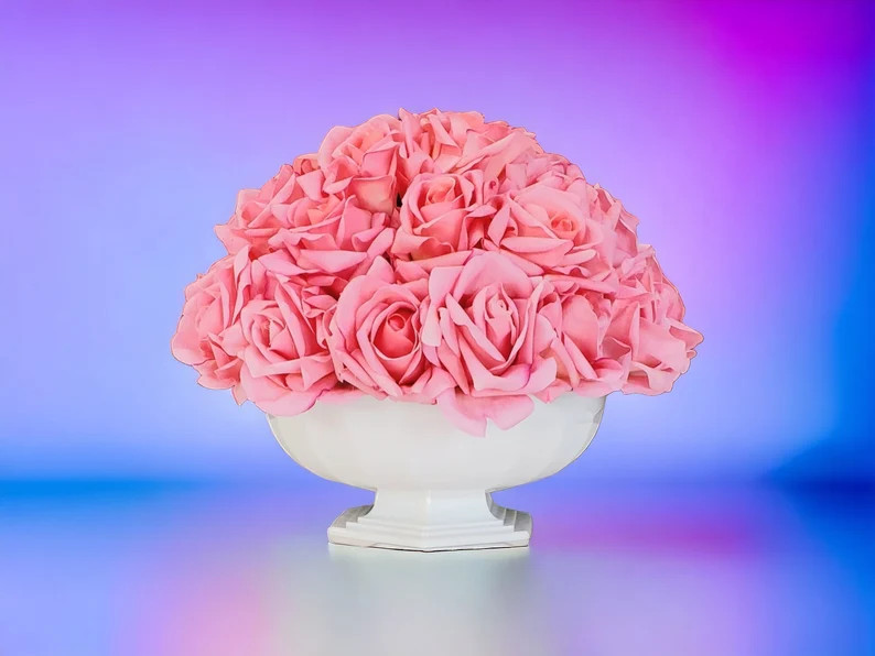 Regined Pink Rose Arrangement for Valentine\u2019s Day | Elegant Romantic Gift | Artificial Rose ... | Etsy (Global)
