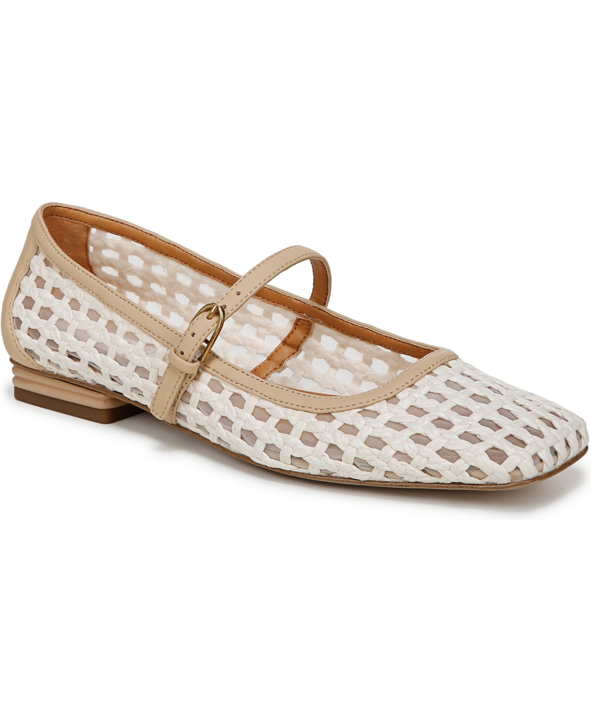 Franco Sarto Women's Tinsley 2 Square Toe Mary Jane Flats - Ivory White Faux Leather | Macy's