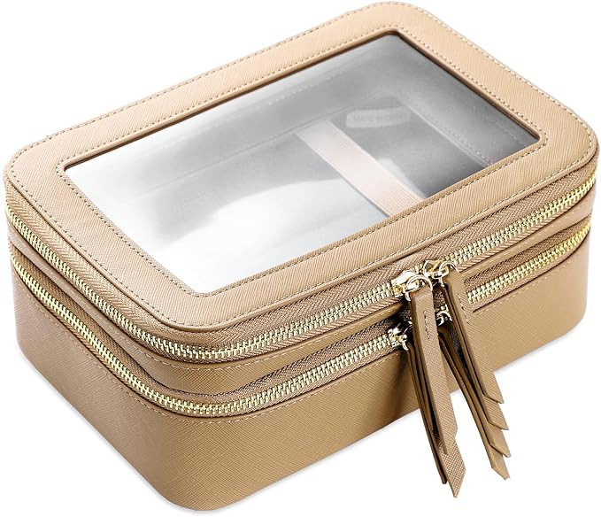 Clear Makeup Bag Organizer Double Zipper, Toiletry Bag Heavy Duty Transparent Zipper Cosmetic Bag... | Amazon (US)