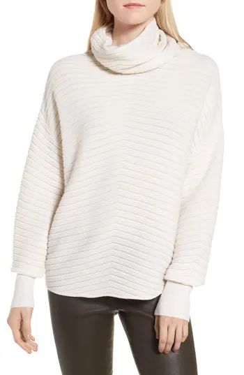 Women's Nordstrom Signature Scrunch Neck Ottoman Knit Cashmere Sweater, Size X-Small - Ivory | Nordstrom