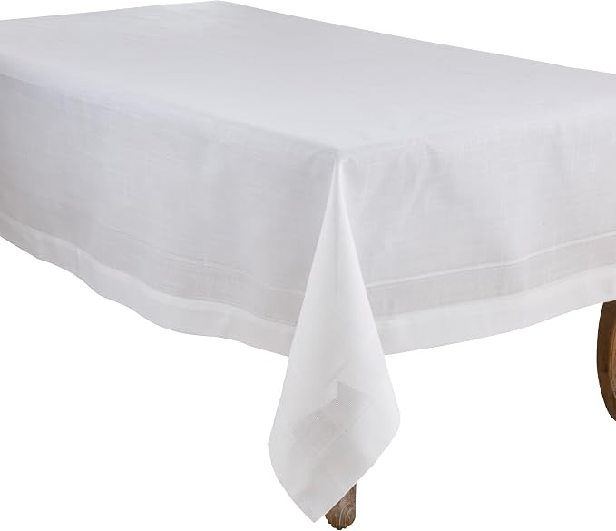 SARO LIFESTYLE Classic Border Detail Tablecloth with Clean Tailored Edges, Soft Durable Fabric fo... | Amazon (US)