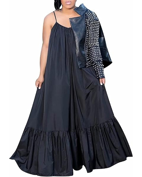 Adogirl Women's Sexy Spaghetti Strap Sleeveless Ruched Ruffle Hem Bandage Oversized Beach Loose L... | Amazon (US)