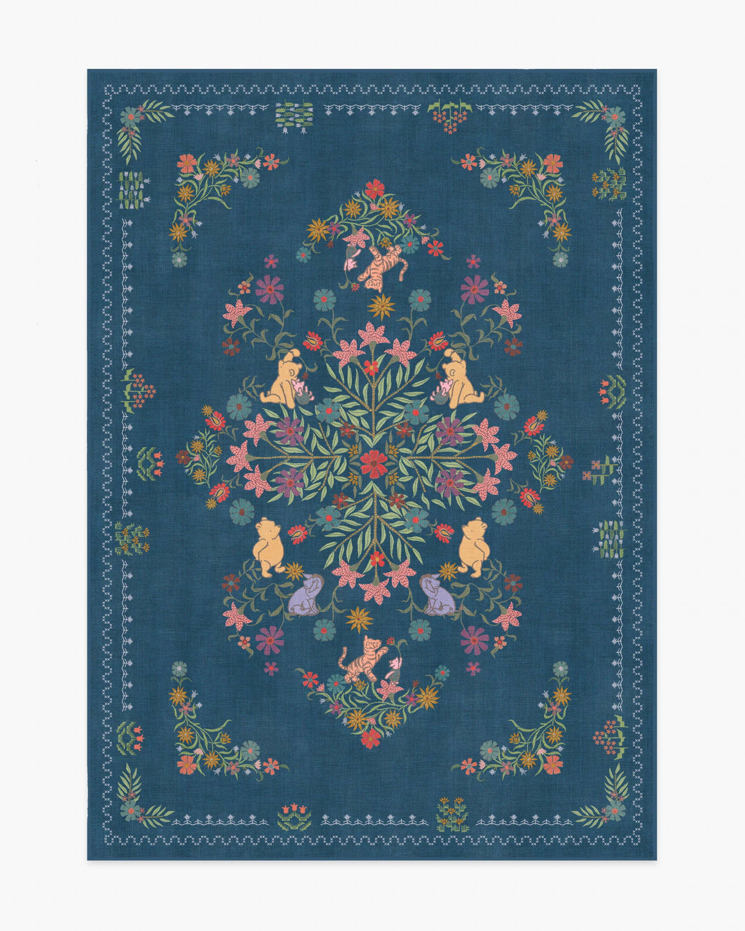 Friendship Garden Blue Multicolor Flatwoven Rug | Ruggable