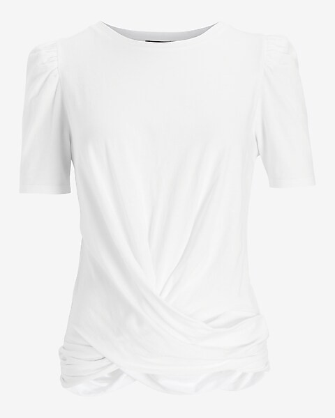 Puff Sleeve Twist Front Tee | Express
