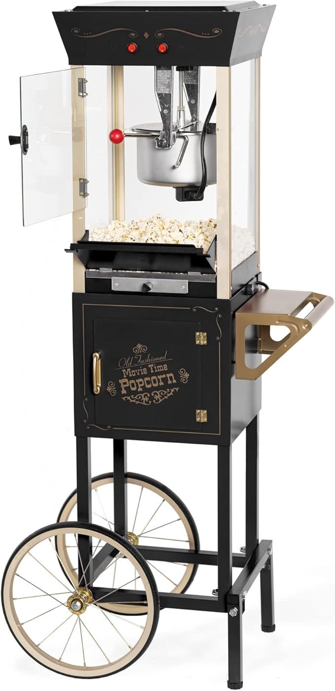 Nostalgia Popcorn Maker Professional Cart, 8 Oz Kettle Makes Up to 32 Cups, Vintage Movie Theater... | Amazon (US)