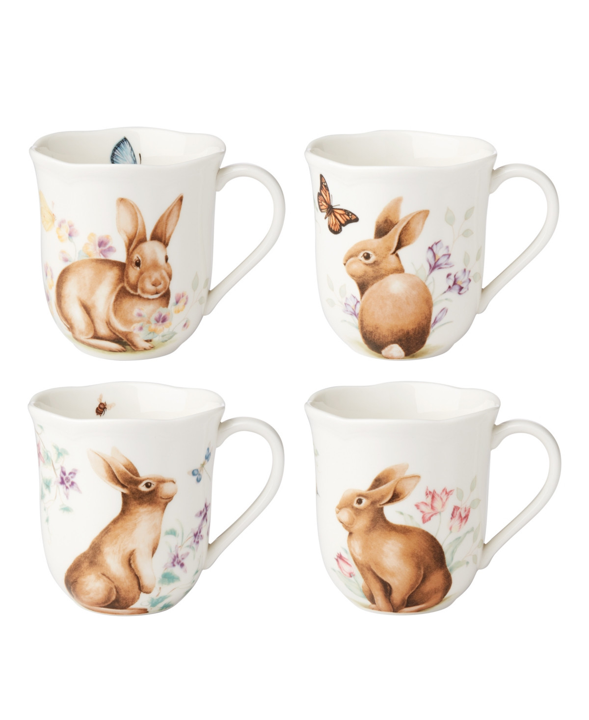 Lenox Butterfly Meadow Bunny Mugs, Set of 4 - Multi and White | Macy's