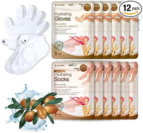 Epielle Hydrating Hand & Foot Masks (Glove & Socks 12pk) for Dry Hand, Dry & Cracked Heel | Spa D... | Amazon (US)
