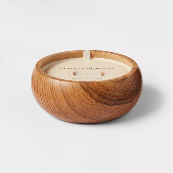 15oz Wood Cement with Wooden Wick Vanilla Pumpkin Candle - Threshold™ | Target