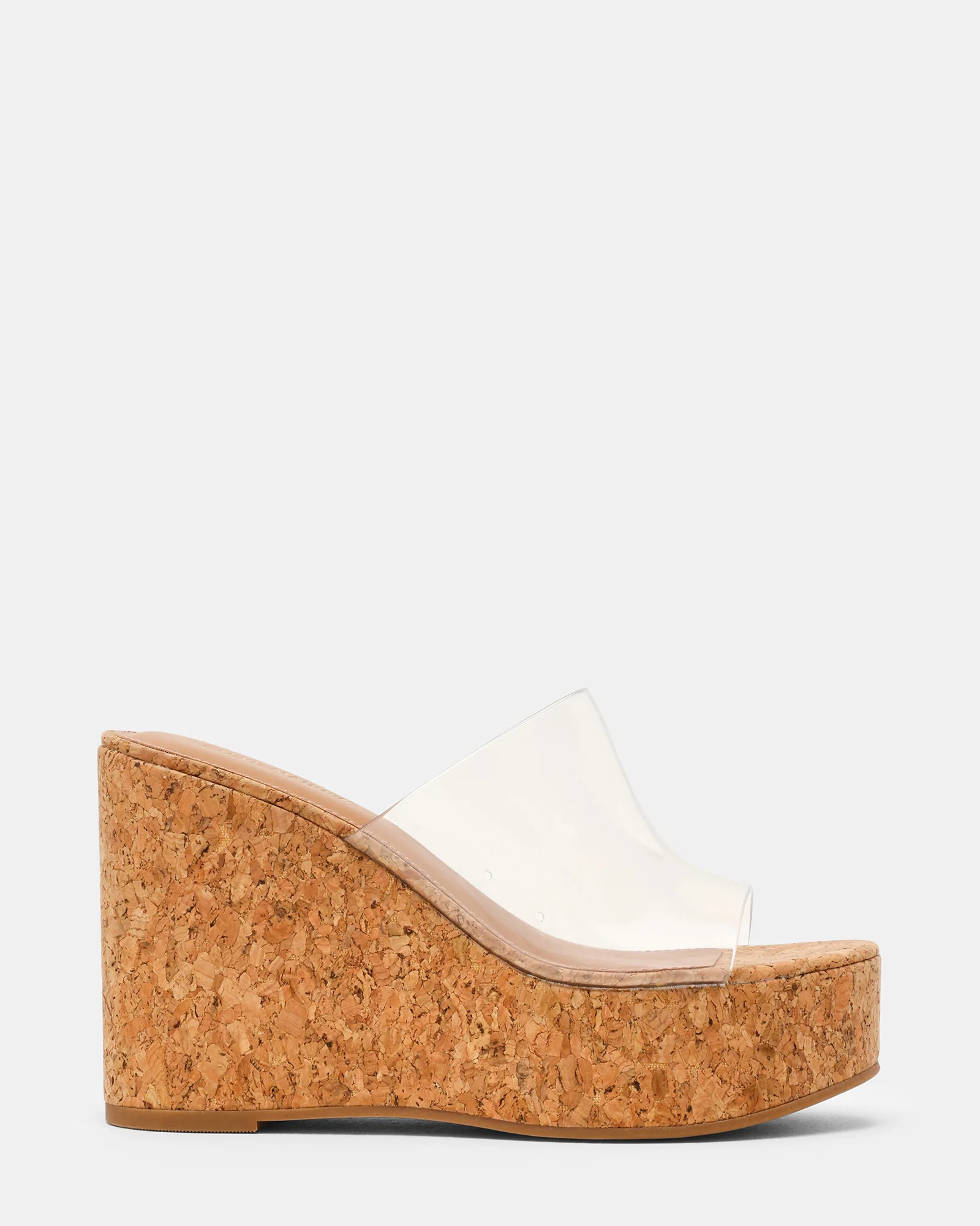 CASSI Cork Clear Platform Raffia Wedge Women's Sandal | Steve Madden (US)