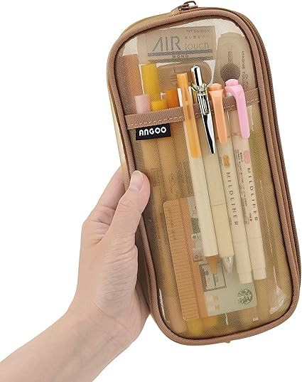 EASTHILL Grid Mesh Pen Pencil Case with Zipper Clear Makeup Color Pouch Cosmetics Bag Multi-Purpo... | Amazon (US)