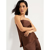 Chocolate Brown Satin Sleeveless Bandeau Top | George at ASDA