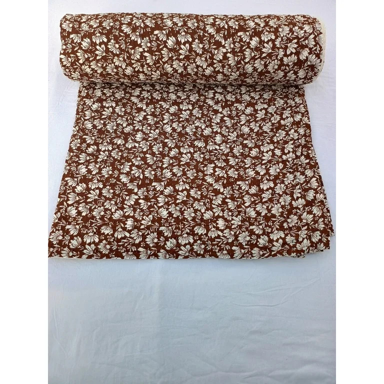 Chocolate Brown Kantha Quilt Elisa Kantha Quilt Handblock Print Indian Netural Colour floral prin... | Walmart (US)