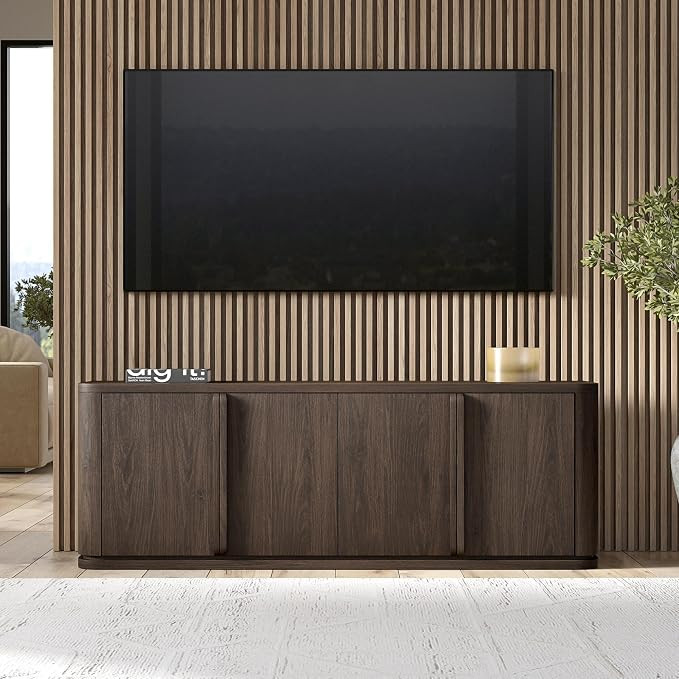Henn&Hart 68" TV Stand for TVs up to 75", Rich Brown | Modern media console with storage cabinets... | Amazon (US)