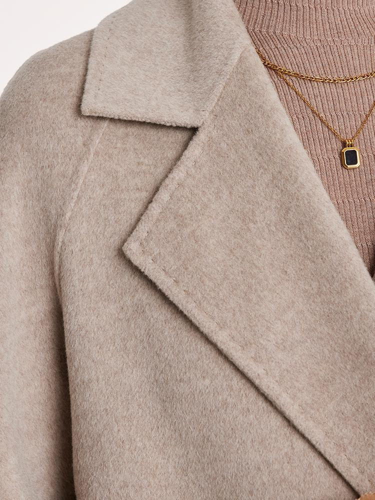 Cashmere Wool Notched Lapel Double-Faced Women Coat | GOELIA
