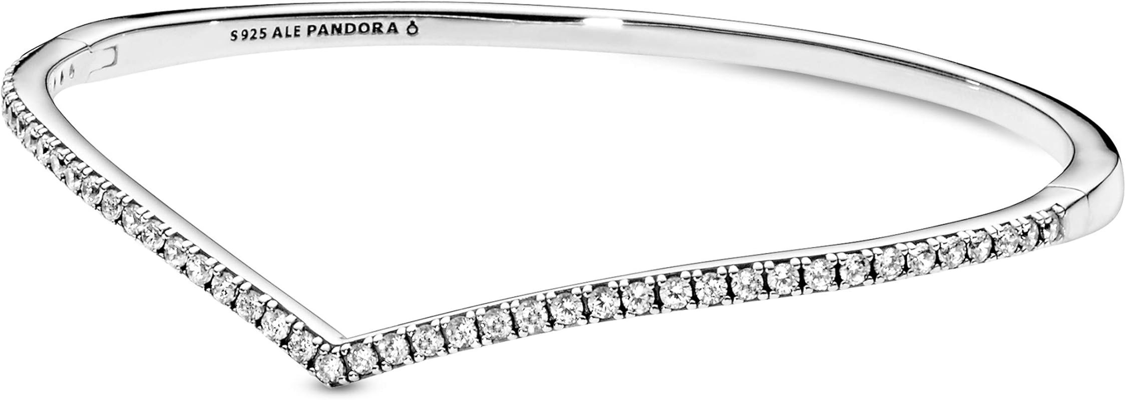 Jewelry Sparkling Wishbone Bangle Cubic Zirconia Bracelet in Sterling Silver, 6.7" | Amazon (US)