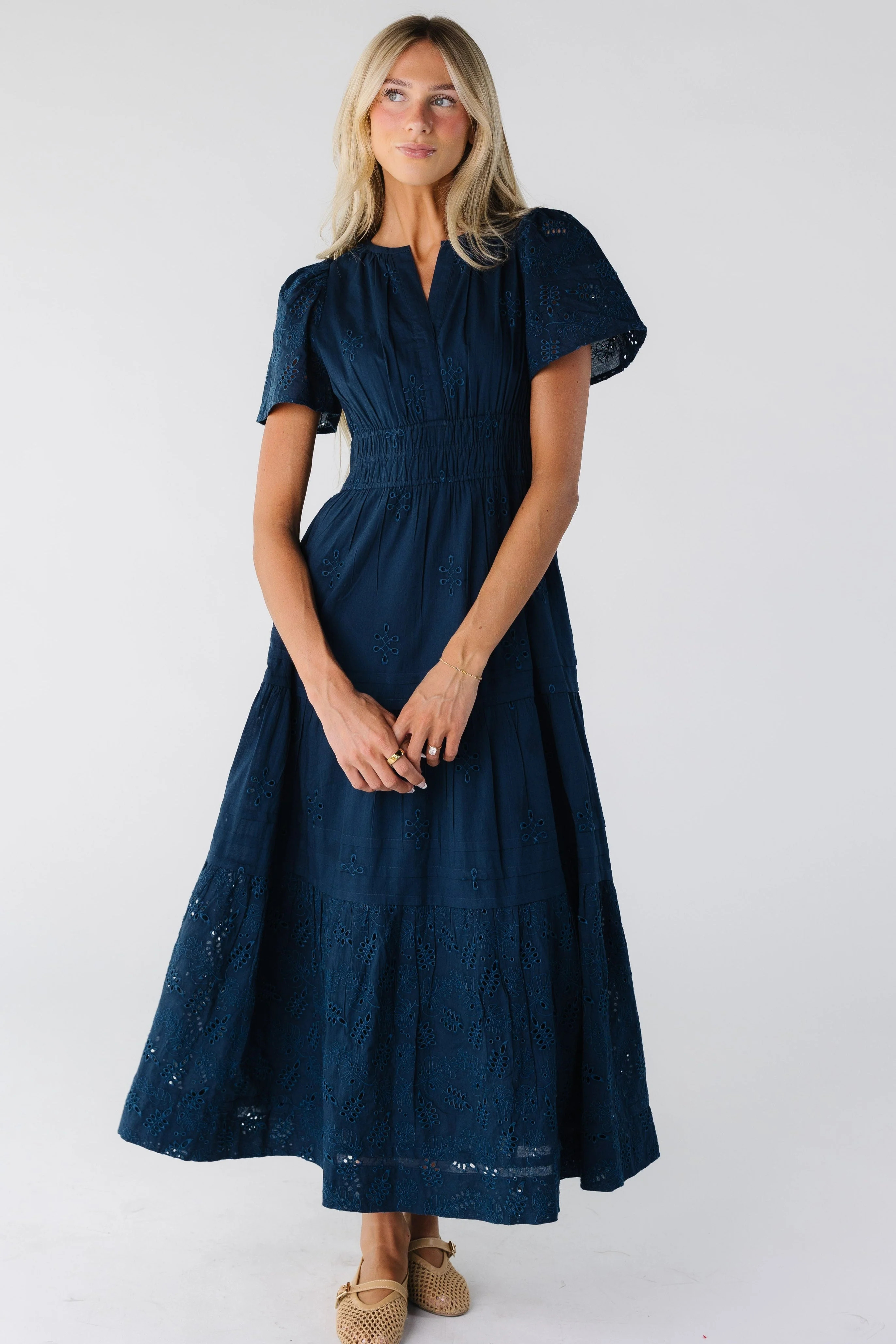 Citrus Eyelet Shae Dress - Blue | Called To Surf
